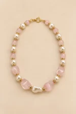 Collar cuarzo rosa y perla - Imagen 3